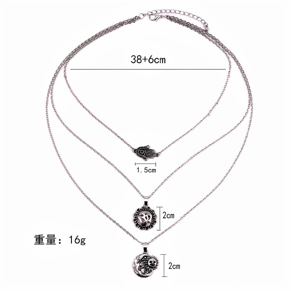 N3 | Boho Dainty Multi Layer Moon Hand Necklace - Picture 5 of 5